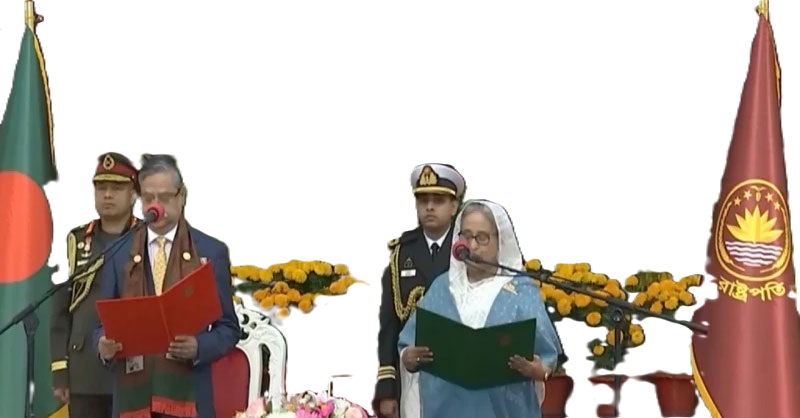 ভসকলকে পিছনে ফেলে আবারও প্রধানমন্ত্রী হিসেবে শপথ নিলেন শেখ হাসিনা